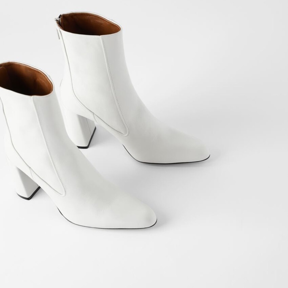 ZARA LEATHER HIGH HEEL ANKLE BOOTS WITH FI… - Picture 2 of 7